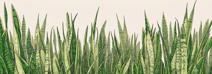 Illustration of a row of snake plants